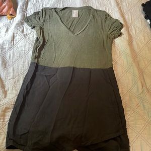 Two toned faux wrap dress